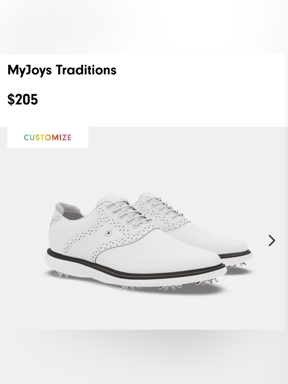 FootJoy MyJoys Traditions White Golf Shoes